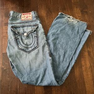 True Religion Ripped Billy Super T Jeans Men's 33" Thick Stitch